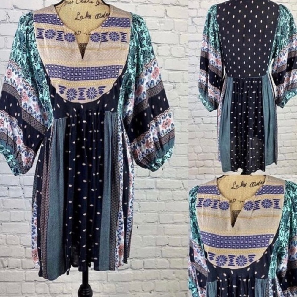Umgee Embroidered Balloon Sleeve Dress